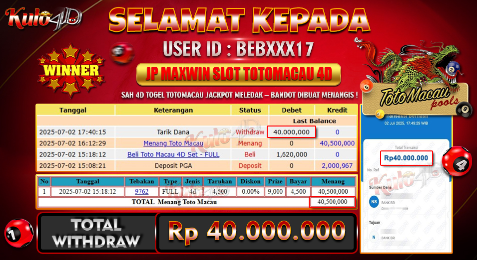 Jackpot Togel Totomacau 4D